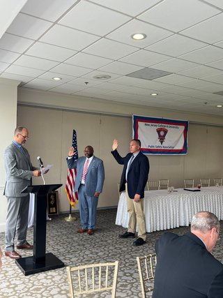 President Andrew Eaton swears in VP Joshua Sanders and Secretary, Stephen Acquaviva (missing - Treasurer, Steve Ackerman)